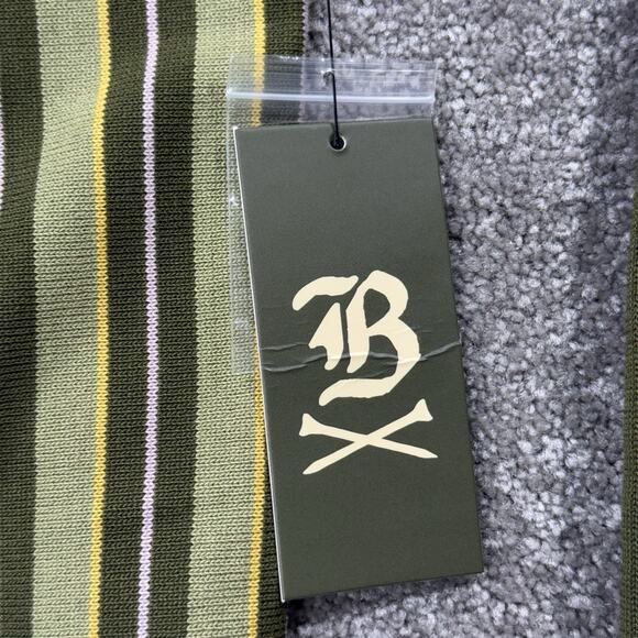 Barstool Golf Sweater Cardigan L Olive Green Stripe Button Up Long Sleeve Logo - Picture 4 of 9